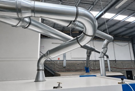 Interior duct network — modular duct installation in plant