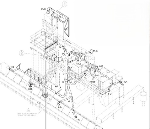 Isometric engineering layout — modular duct network design