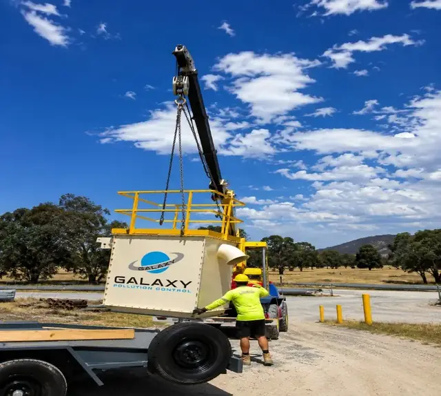 Galaxy Pollution Control team installing industrial pollution control equipment on site